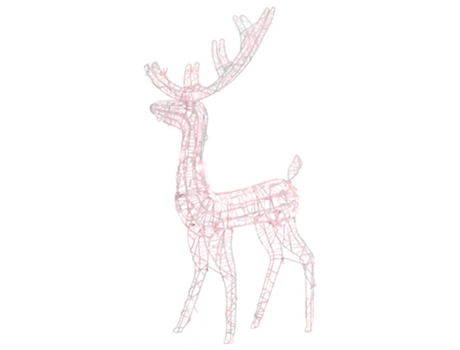 vidaXL Adorno reno de Navidad acrílico blanco cálido 140 LEDs 120 cm