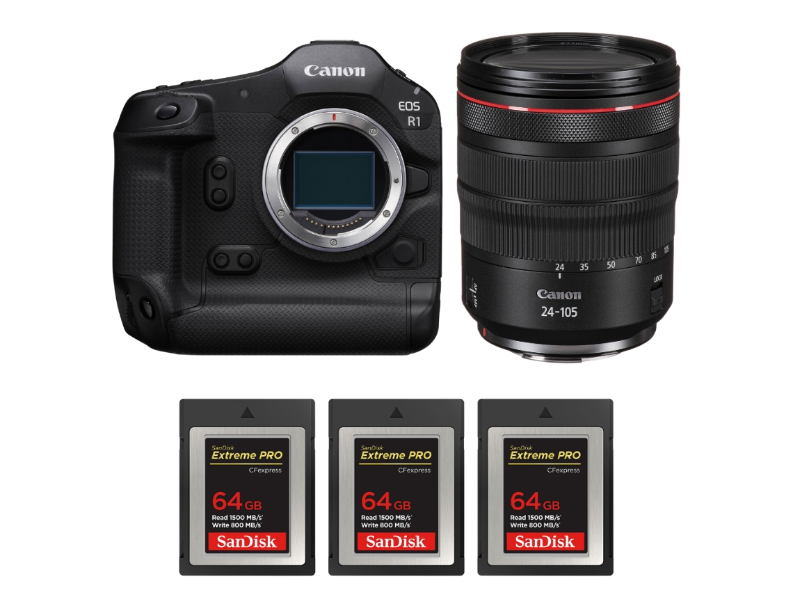 Canon Eos R1 + Rf 24-105mm F/4 L Is Usm + 3 Sandisk 64gb Extreme Pro Cfexpress Type B + Ebook “20 Consejos Para Fotos Que Impactan”