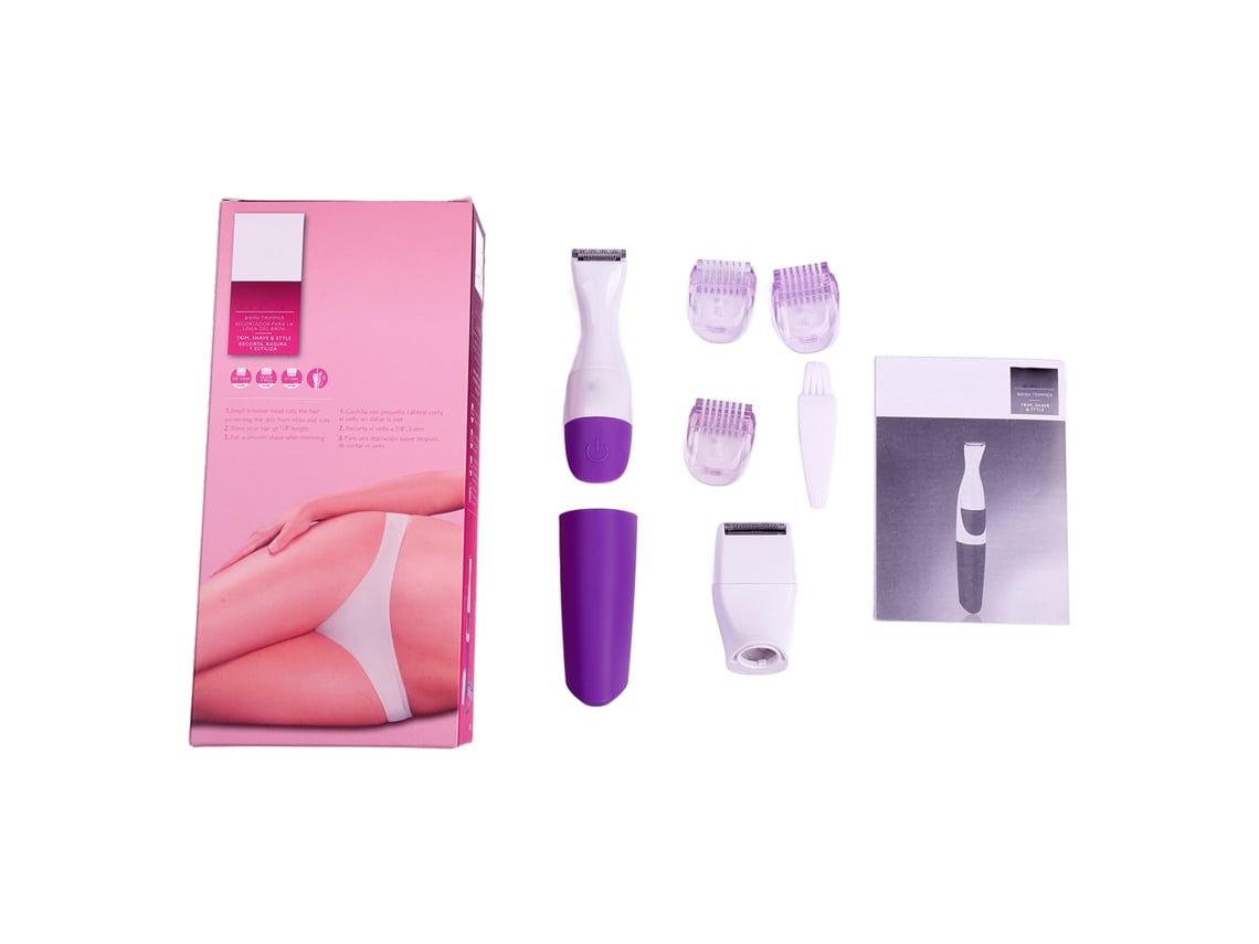 Depiladora Eléctrica 2 En 1 Para Mujer, Recortador Bikini, Depilación Húmeda Y Seca, Cabeza Flexible, Morado