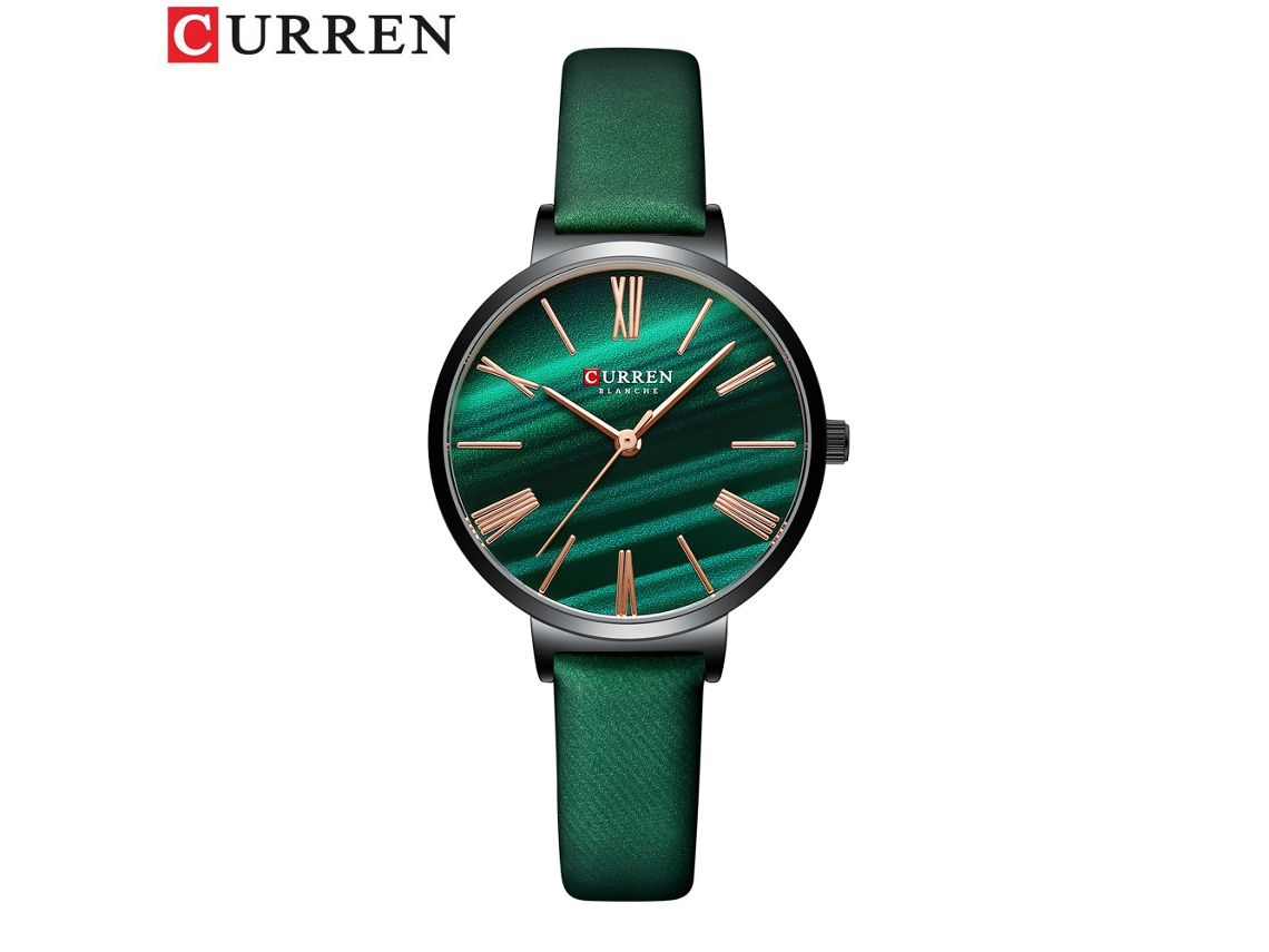 Reloj De Pulsera Para Mujer (verde) Con Esfera Pequeña Y Correa De Cuero, Ultrafino E Impermeable, Analógico Redondo.