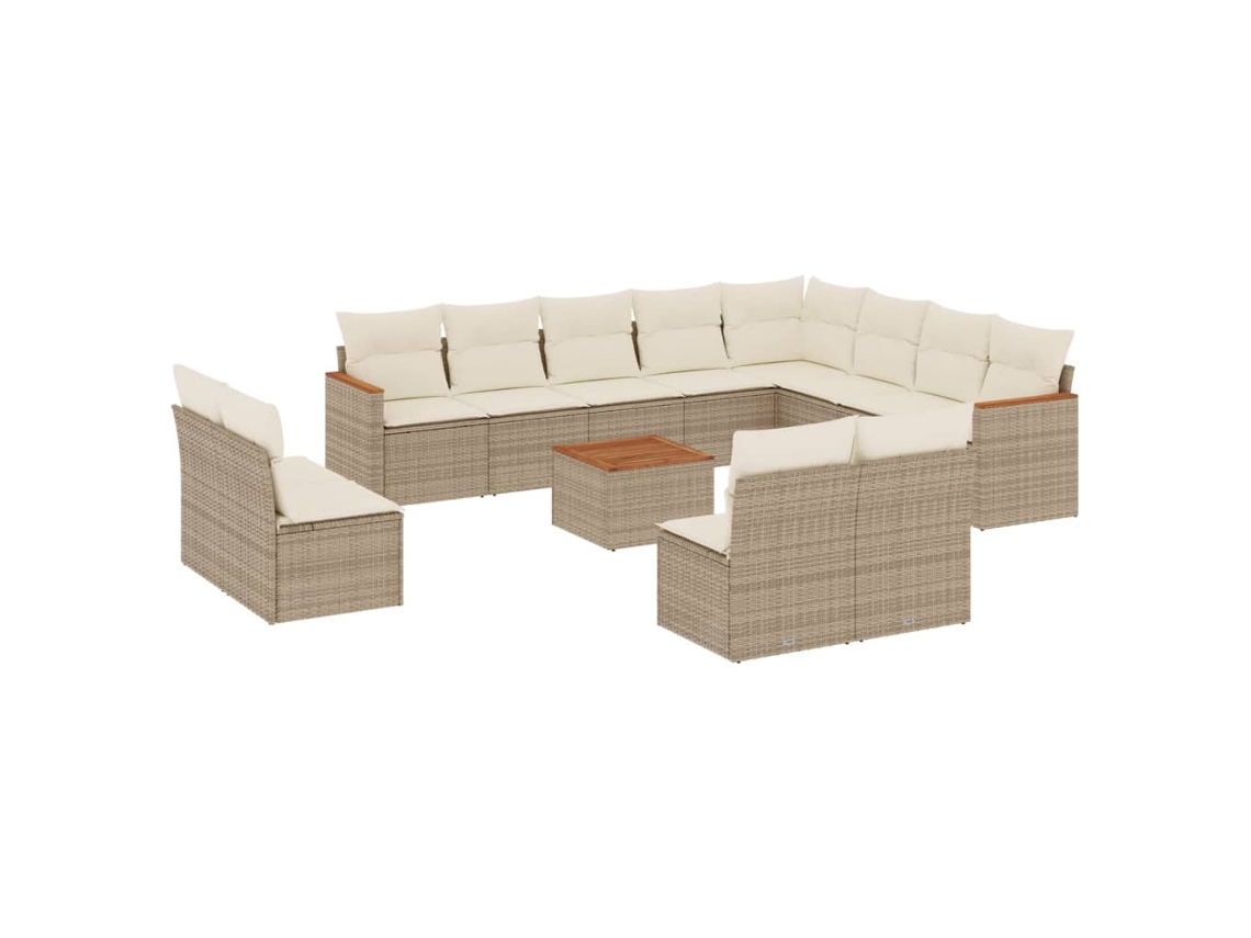 Maison Exclusive - Set Sofás De Jardín Con Cojines 13 Pzas Ratán Sintético Beige