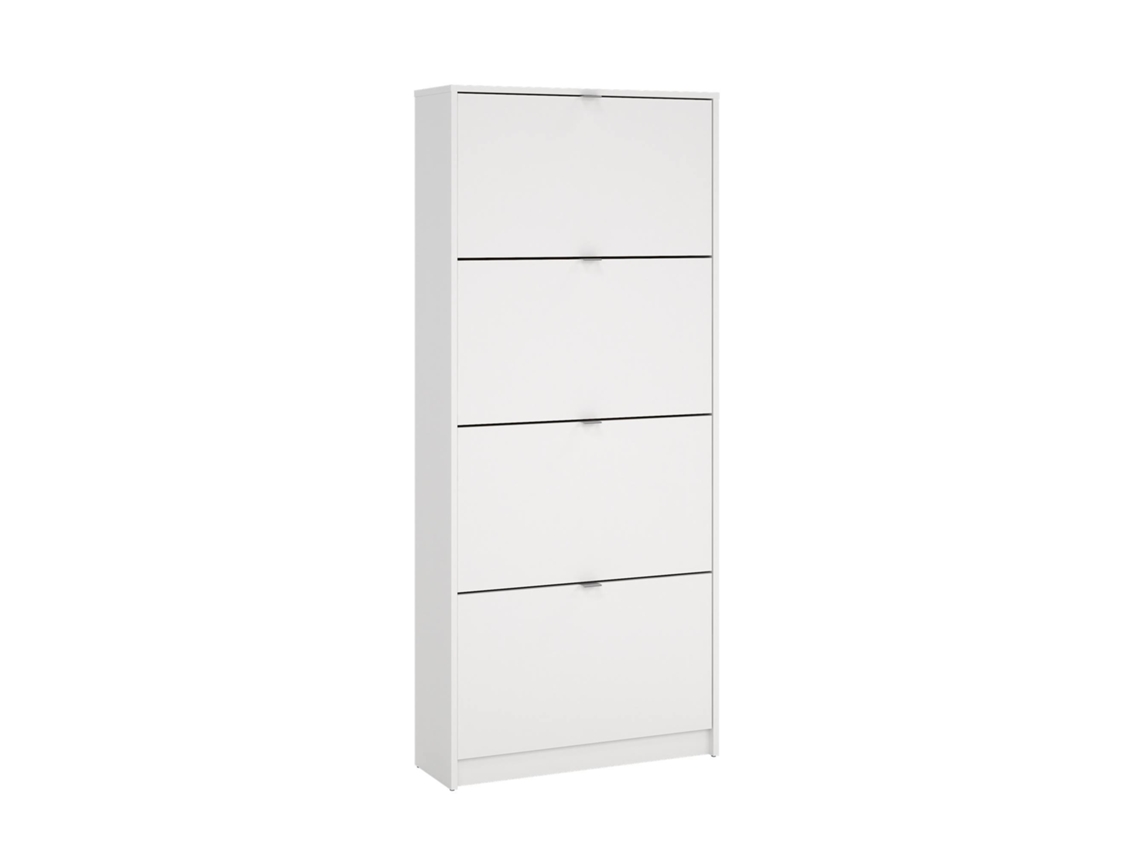 Zapatero Wellhome Adaja con 4 compartimentos para 24 pares de zapatos, 70x24x162cm, color blanco.