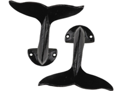 Juego De 2 Ganchos De Pared De Hierro Negro Con Forma De Cola De Ballena,