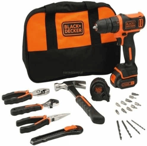 Black+decker Bdcdd12htsa Taladro atornillador 10.8v litio 1.5ah 26 nm incluye set herramientas 14 decker