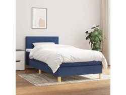 Estructura De Cama Con Muelles/Colchón 100X200 Cm Tela Azul
