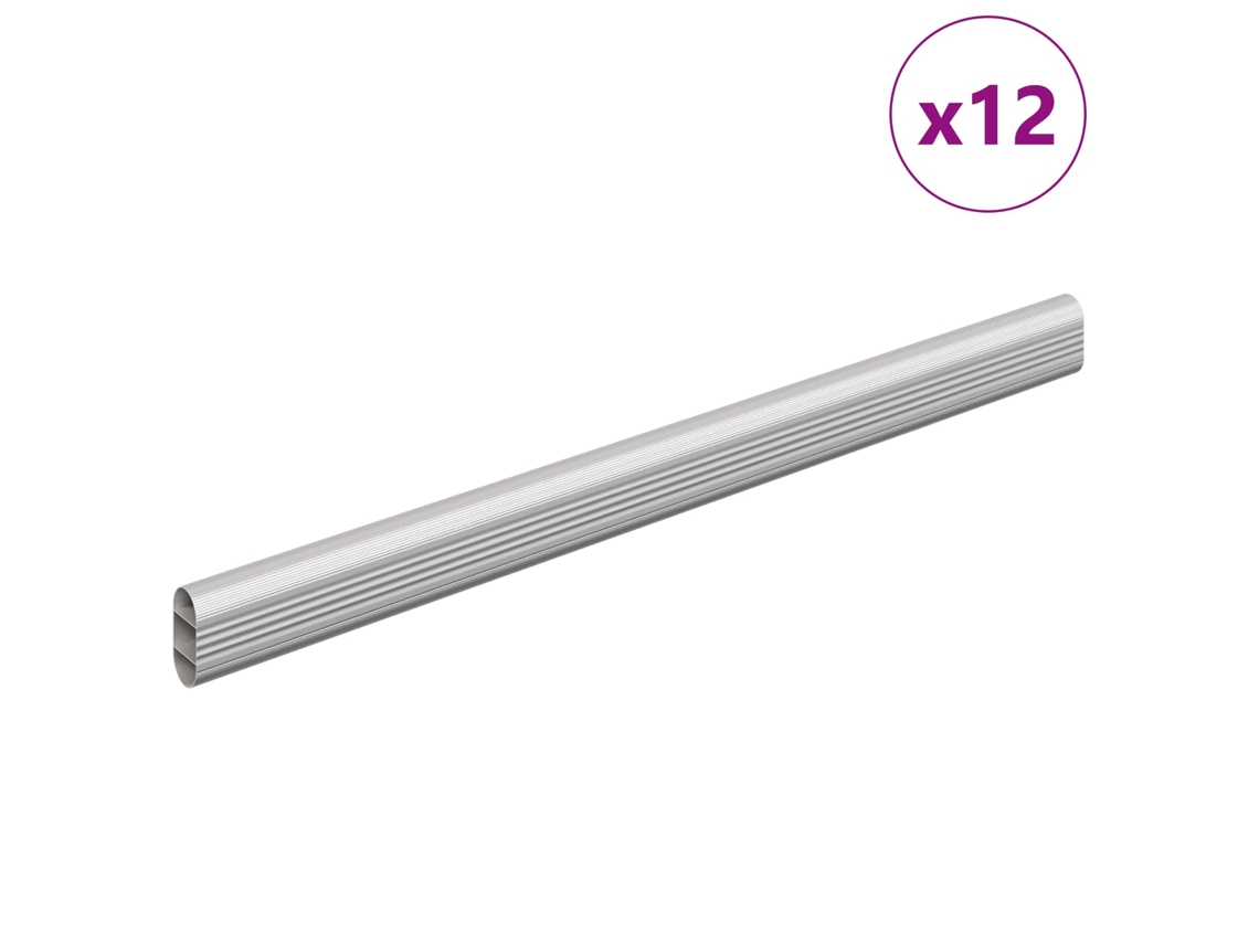 Barras para armario, 12 unidades, color plata, 764 x 15 x 29 mm, VIDAXL