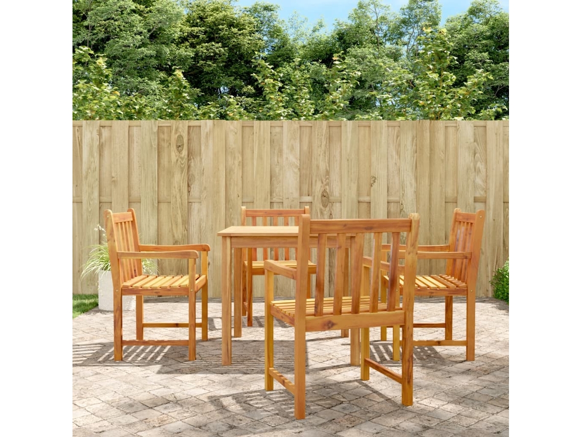 Sillas de jardín (4 unidades, 56 x 55,5 x 90 cm, madera maciza de acacia, DKD Home Decor)