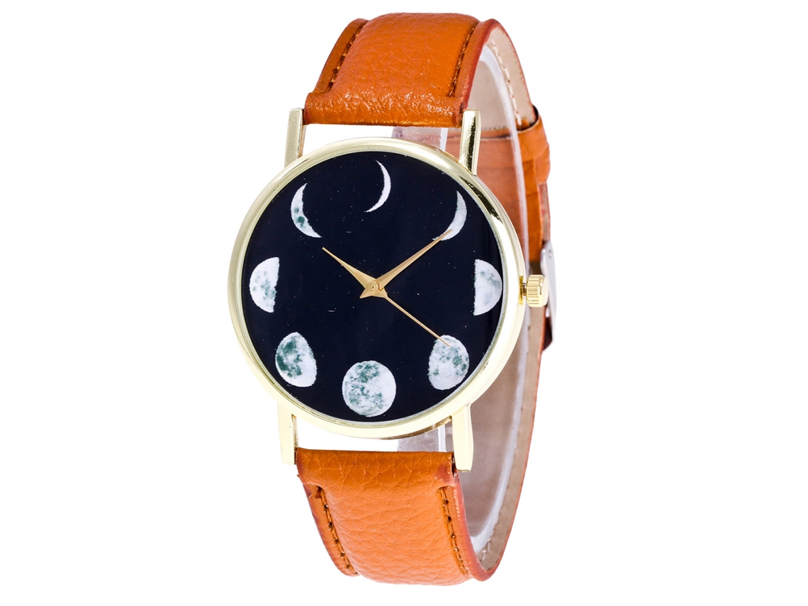 Reloj De Cuarzo Con Correa De Piel Pu Para Parejas Casual Simple Dial Marrón