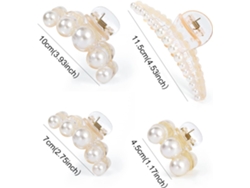 Juego de 4 pinzas para el cabello grandes con perlas, adecuadas para mujeres y niñas con cabello grueso o fino.