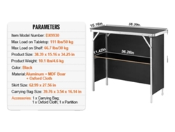 Mesa de bar plegable portátil, diseño ligero, uso versátil, 35-45 pulgadas