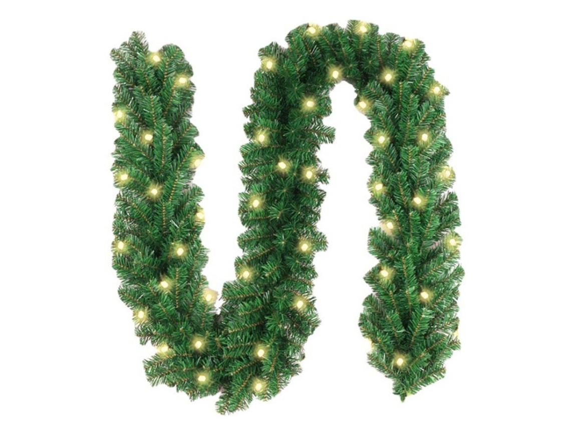 Corona navideña de 2,7 m con 30 luces LED decorativas