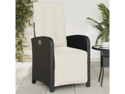 Silla de jardín reclinable con reposapiés DKD Home Decor en mimbre negro