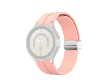 Correa de Silicona con hebilla desplegable plateada para Samsung Galaxy Watch 5 Pro 45mm/Watch 5 44mm 40mm - rosa