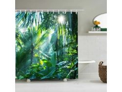 Cortina de ducha verde bosque, 180 x 200 cm, diseño de plátano y selva tropical