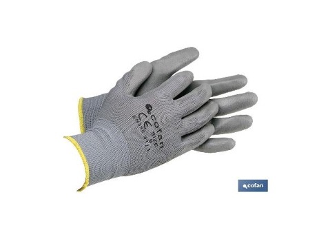 Blister g. 100 % poliest. impreg. pu gris t-10 venta unitaria
