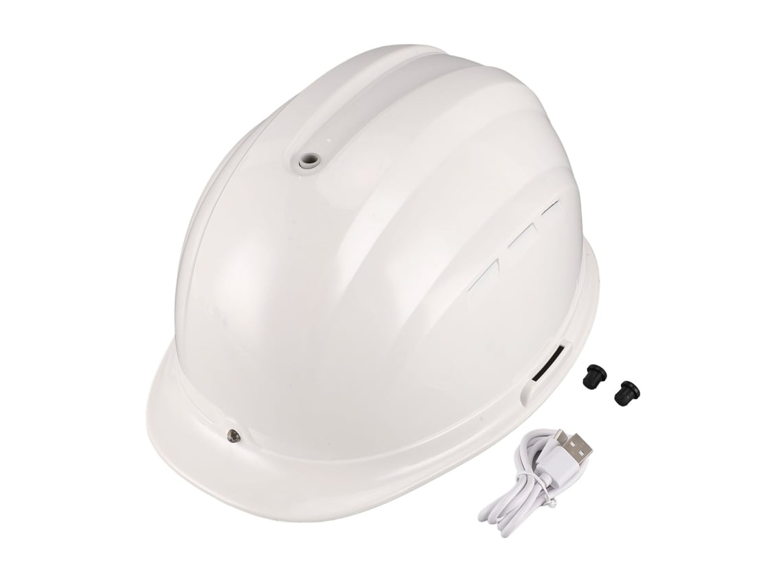Casco solar con ventilador y masajeador, 8000 mAh, blanco
