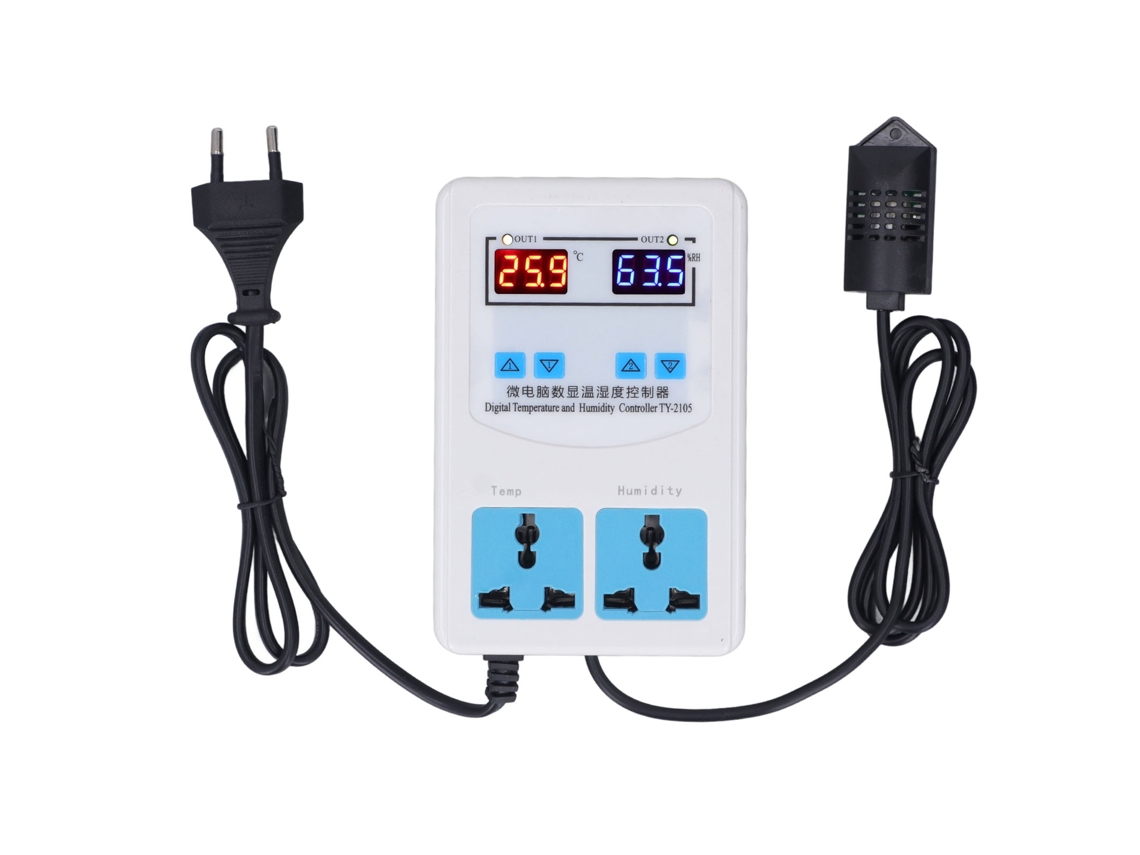 Controlador De Temperatura E Umidade -20~60℃ 0~100.0%rh Pantalla Lcd Termostato Umidistato Ac
