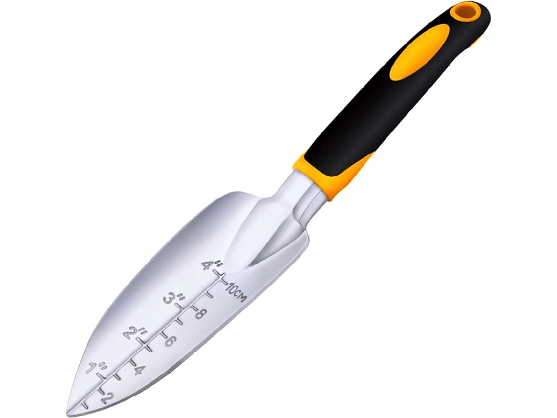 Pala de jardín con paleta de trasplante, ideal para plantar, trasplantar y desherbar, herramienta de jardinería resistente de aluminio fundido con mango.