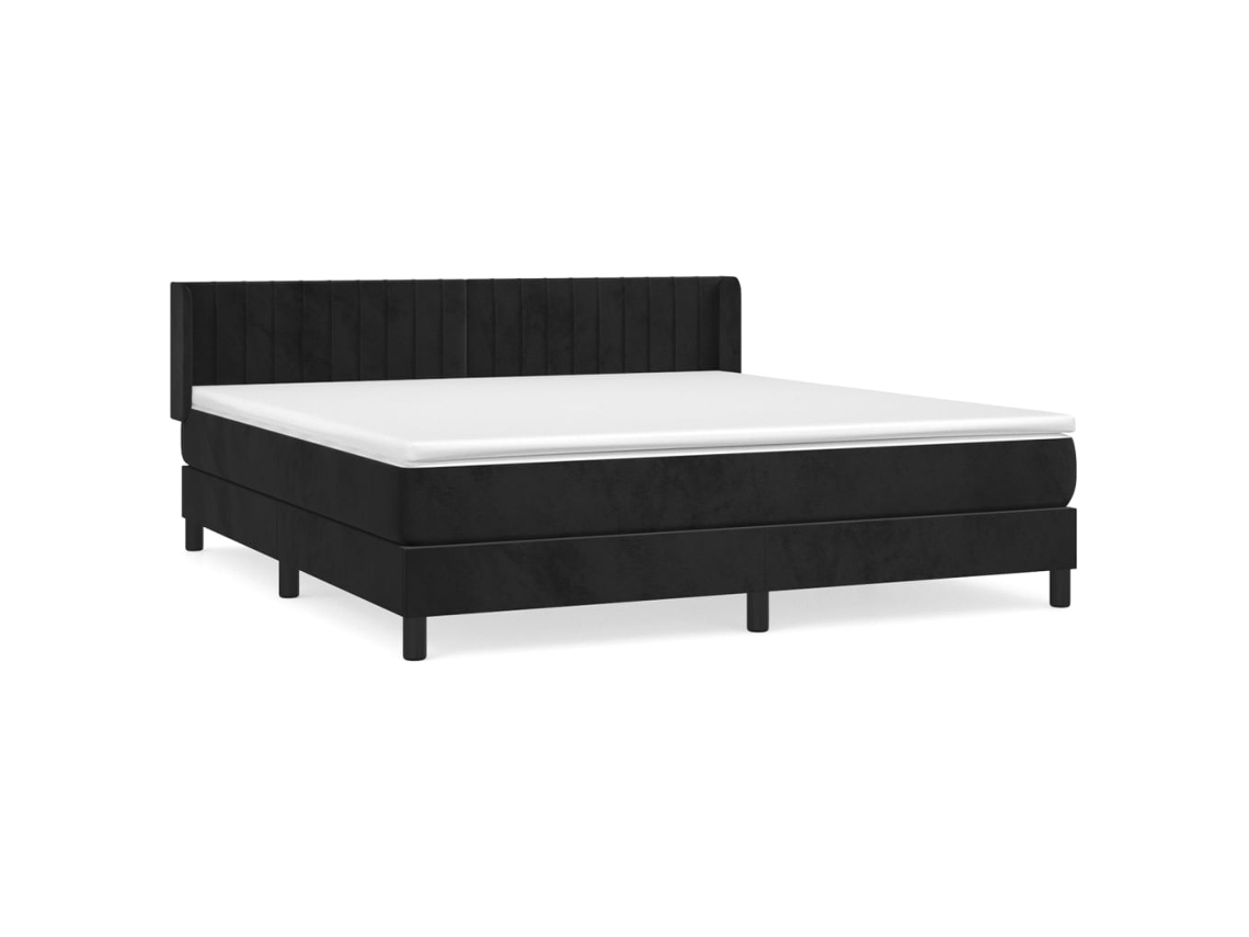 Maison Exclusive - Cama Box Spring Con Colchón Terciopelo Negro 180x200 Cm