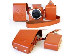 Estuche de piel sintética compatible con Fujifilm Instax Mini 90, funda protectora con funda para película y correa para el cuello Facpoet
