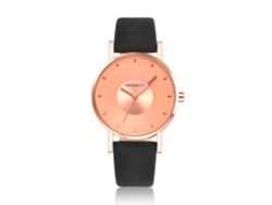 Reloj De Pulsera De Cuarzo Para Mujer, Caja Dorada, Piel Sintética, Estilo Negro Sencillo.