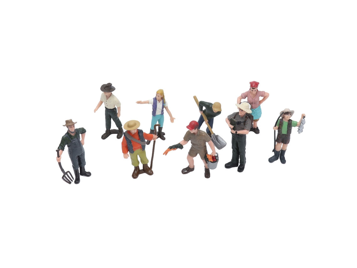 Dan26-9pcs Modelos De Campesinos Muñecos Simulados Con Estatuas De Campesinos Hombres Y Mujeres Trabajadores
