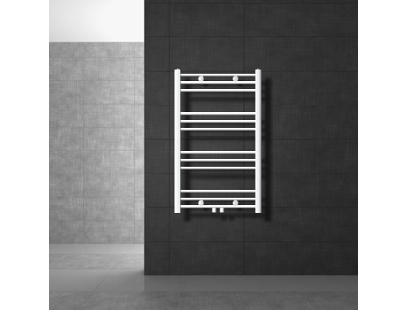 Radiador toallero de baño 600 x 800 mm calefactor curvo blanco conexión central LUXEBATH