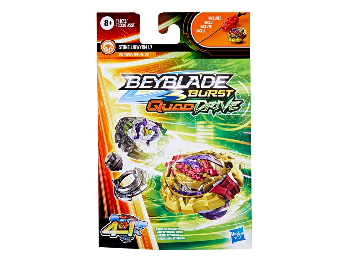 Figura HASBRO Beyblade Burst Quaddrive Stone Linwyrm (Edad Mínima: 8 Años - 12,7x19,1x4,9 cm)