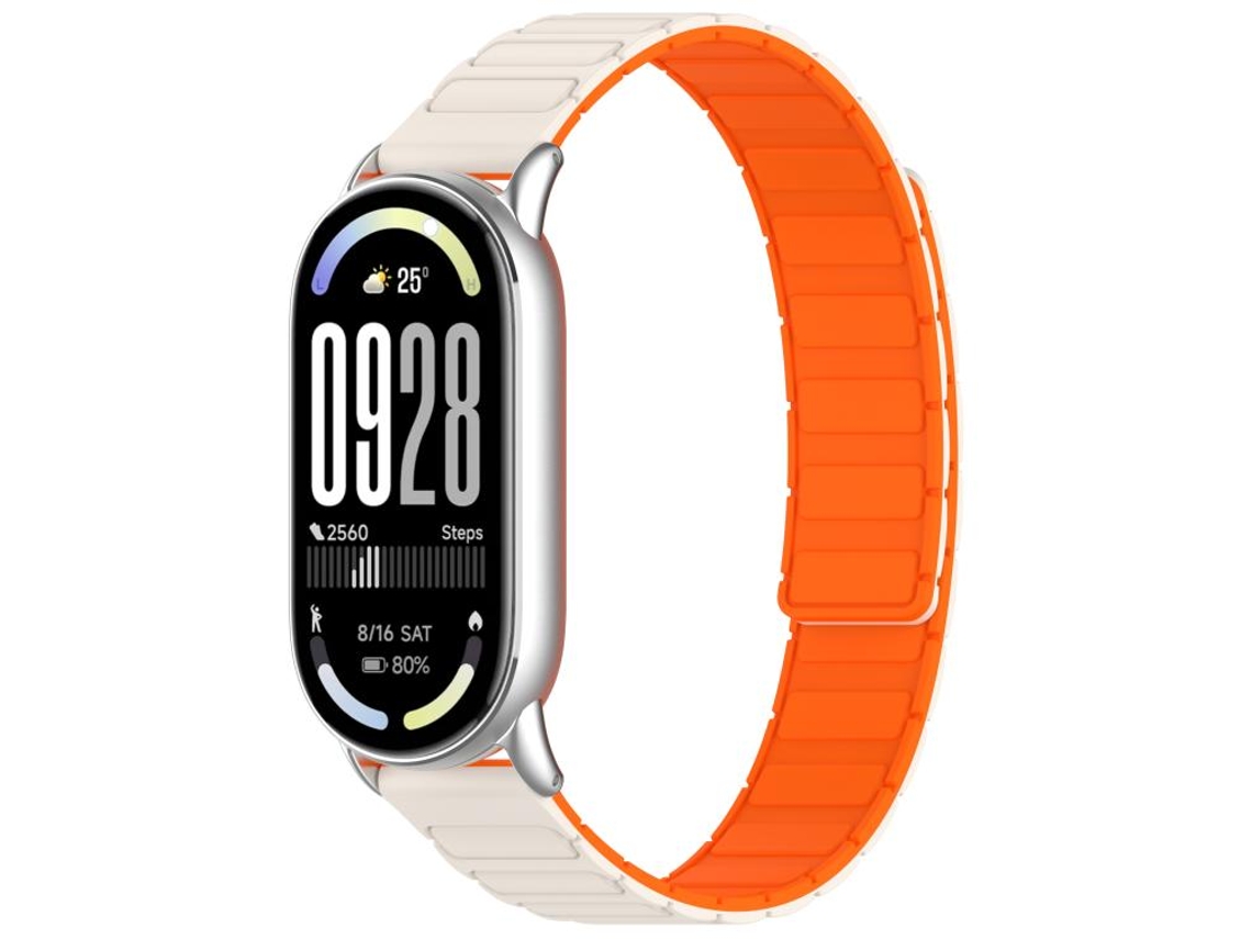 Bracelete Para Xiaomi Smart Band 10/9/8 - Silicone Magnético - Formato De I Laranja Starlight