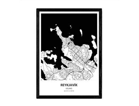 Poster NACNIC Mapa de Reykjavik Islandia (A3)