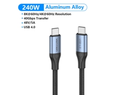 Cable USB-C 240W 5A 40Gbps USB 4.0 PD, compatible con PS5, Nintendo Switch, Samsung Galaxy, MacBook Pro y PD3.1.