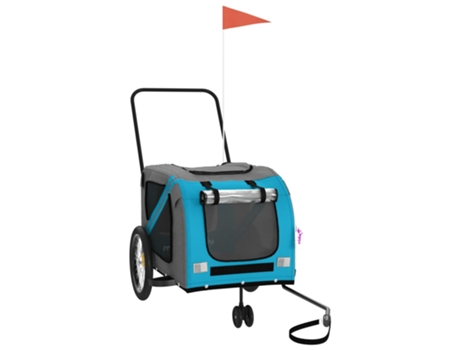 Remolque de bicicleta mascotas hierro tela Oxford VIDAXL azul gris