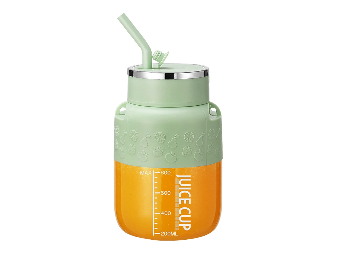Vaso para jugo verde K2 de 800 ml. Portátil, carga USB, gran capacidad para uso doméstico. Sfushos