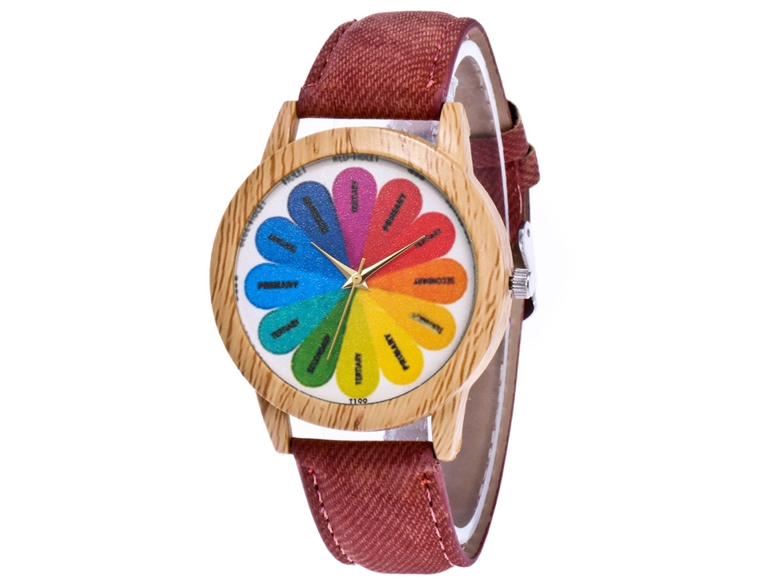 Reloj De Pulsera Vansvar Para Mujer Con Números Arábigos, Esfera Redonda, Correa De Poliuretano Y Movimiento De Cuarzo (rojo).