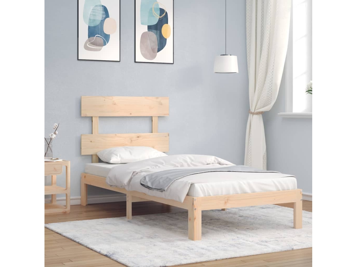 Estructura De Cama Sin Colchón Madera Maciza De Pino 90x200 Cm