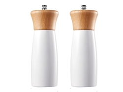 Set De Molinillos De Sal Y Pimienta De Madera, Elegante Faro Para Sal Marina Con Molino Cerámico Y Acero Inoxidable