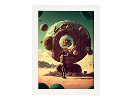 NACNIC Poster Estación De Cultivo En Estilo Surrealismo Cinematográfico Ilustraciones Y Grabados De Historieta Abstracta Y Artística A4 Marcos Blan...