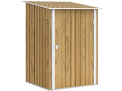 Caseta de herramientas de jardín de acero galvanizado con puerta abatible, 100x104x160cm, marrón claro.