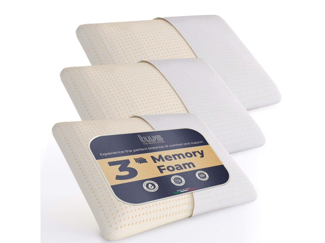 Conjunto de Almohadas de Dormir THE WHITE STONE Memoria Altura Cervicales Hipoalergénicos Ergonómicos Transpirables Función Blanco (40x70cm)