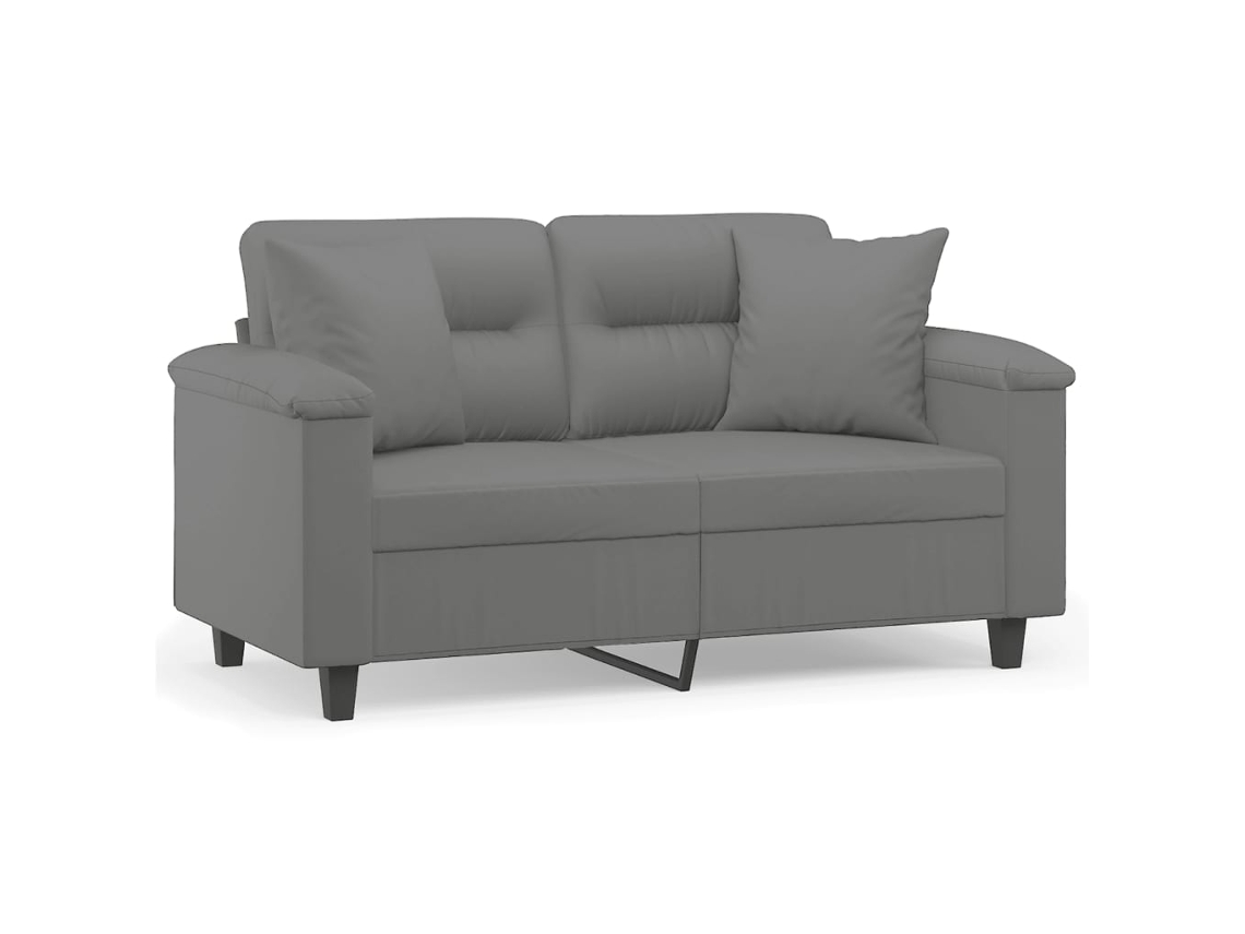 Maison Exclusive - Sofá 2 Lugares C/ Almofadas 120 Cm Microfibra Cinzento-escuro