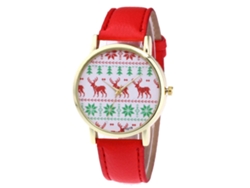 Reloj De Pulsera De Cuero Pu Casual Elk Navideño Estudiante Zhoulianfa Rojo