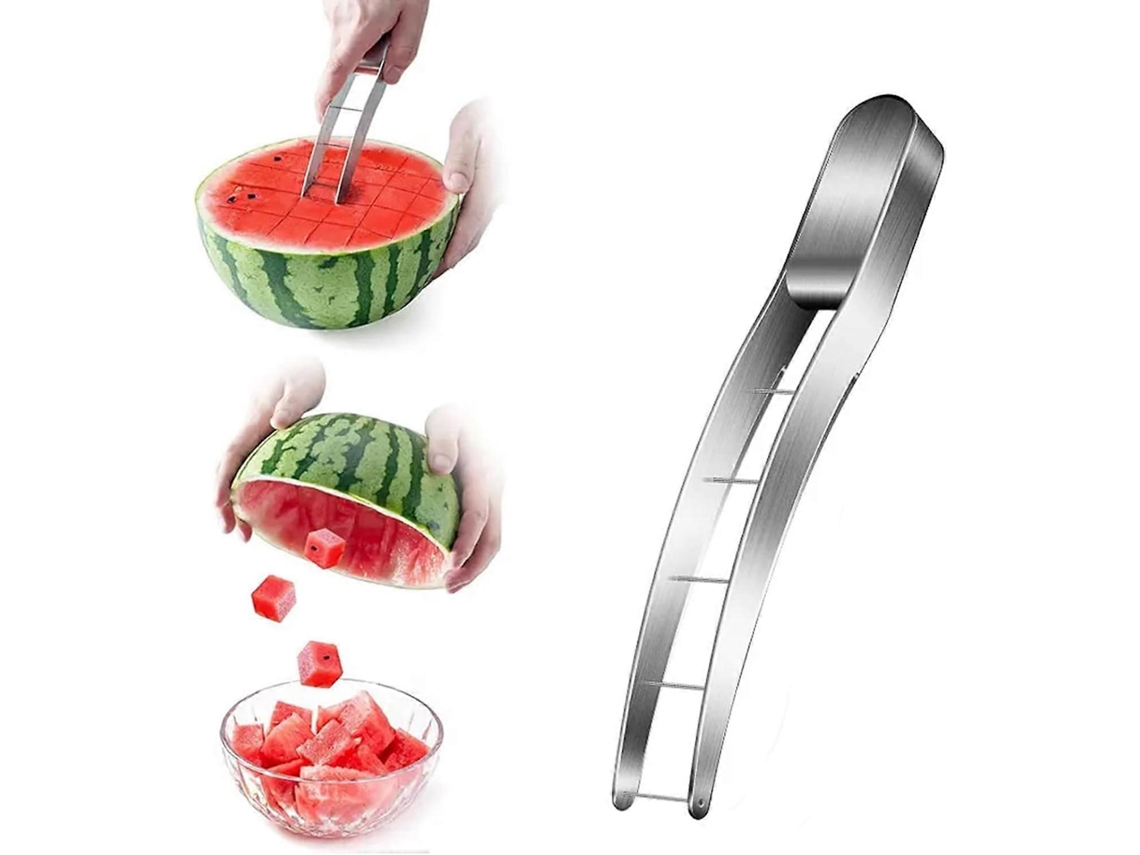 Cortador de sandía de acero inoxidable 304 para rebanar y cortar fruta en cubos: herramienta rápida y segura para ensaladas de frutas y ensaladas.