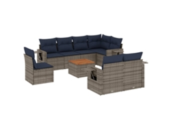 Maison Exclusive - Conjunto De Sofá De Jardín De 9 Piezas Con Cojines, Poliratán Gris