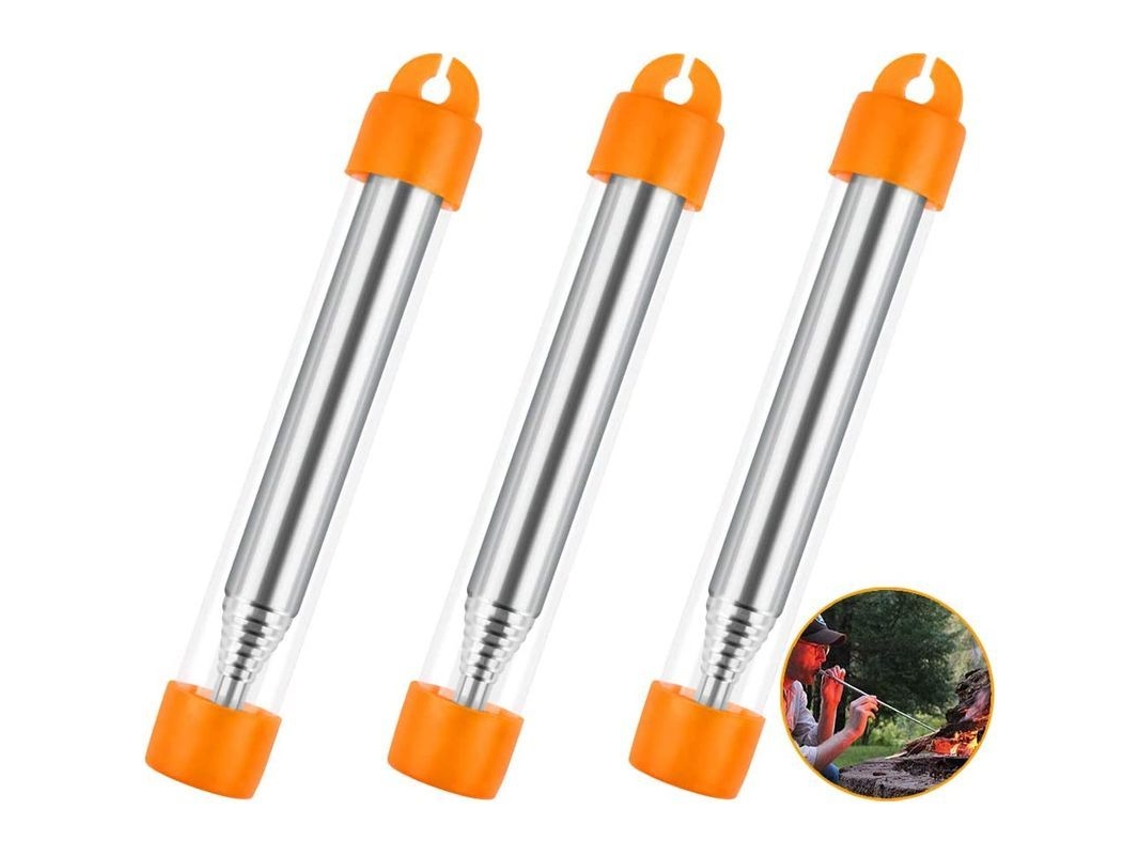 Paquete De 3 Sopladores De Fuego Plegables De Acero Inoxidable Para Barbacoa, Camping, Chimenea, Viajes, 48,5 Cm