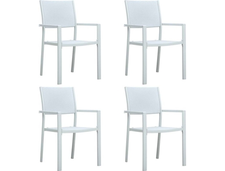 Conjunto 4 Silla de jardín VIDAXL Blanco Plástico (58.5x53.5x88.5 cm)