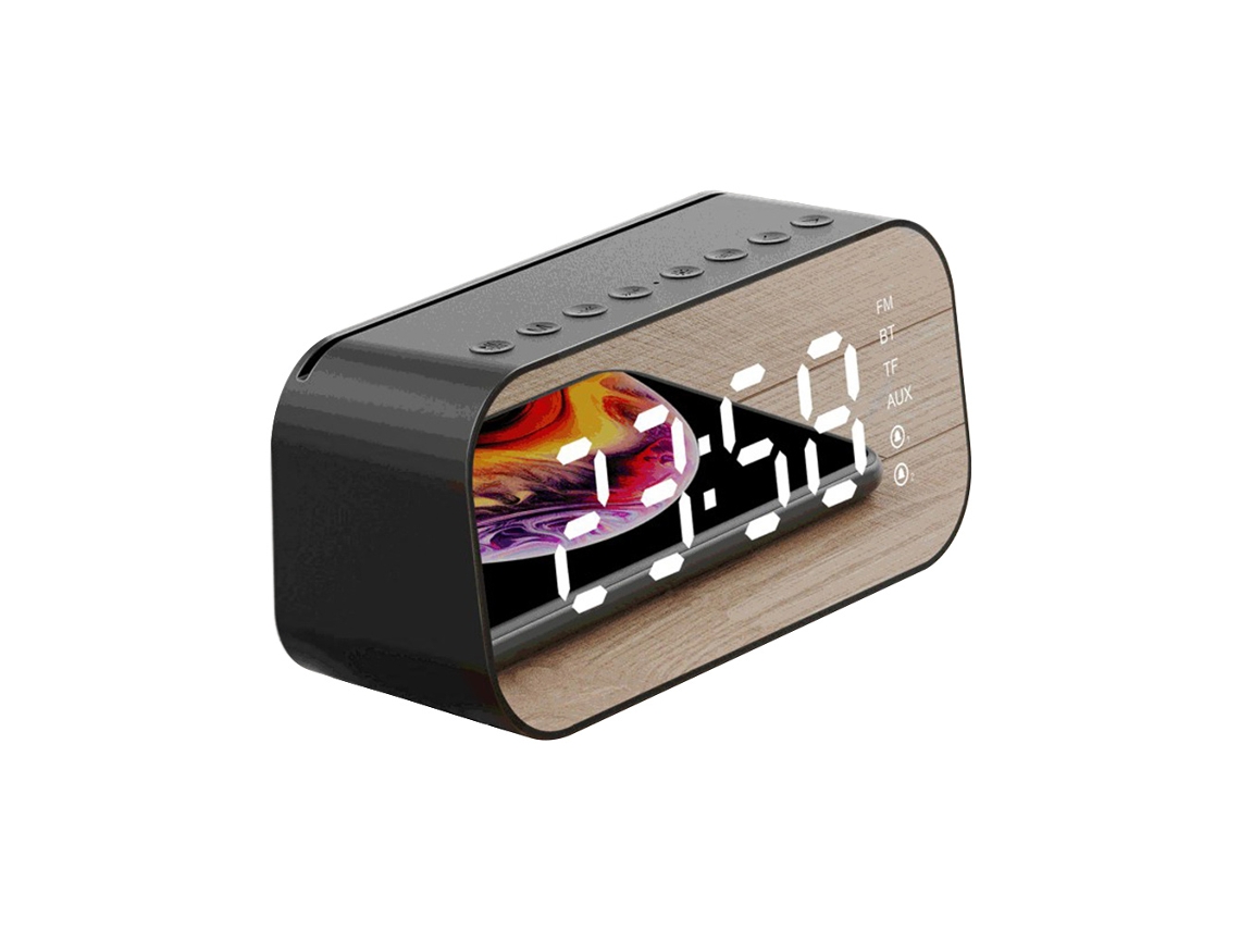 Altavoz Inalámbrico Bluetooth (reloj Despertador Con Espejo Y Súper Graves)