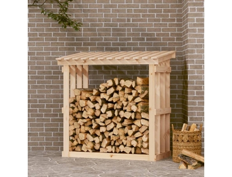 vidaXL Leñero de madera maciza de pino 108x64,5x109 cm