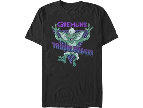 Camiseta Unisexo DEEPSTONE Vintage Troublemaker Gremlins Negro (S)