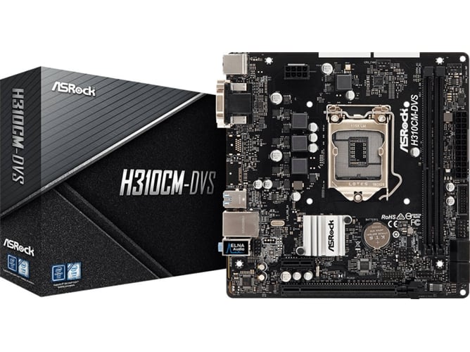 Placa Base ASROCK H310CM-DVS (Socket LGA1151 (Zócalo H4) - Intel H310 - Micro ATX)