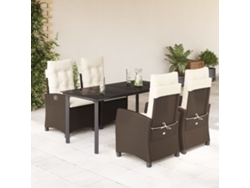 Juego de comedor de jardín con cojines de mimbre marrón, Dkd Home Decor